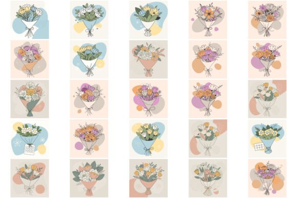 Birth Flower Bouquet Bundle: Graphics & Illustrations