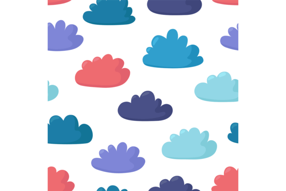 Color Clouds Seamless Pattern: Cheerful Graphics & Illustrations