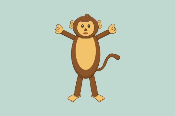Cute Cartoon Monkey Vector Flat for Graphics & Illustrations