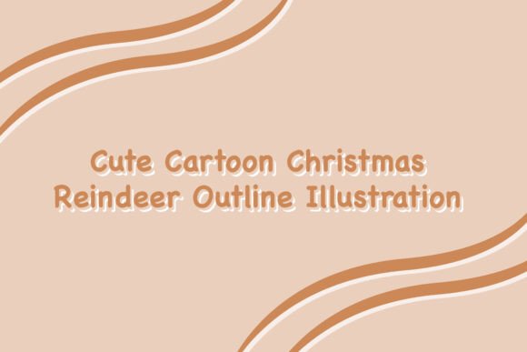 Cute Cartoon Reindeer Outline: Graphic & Illustration