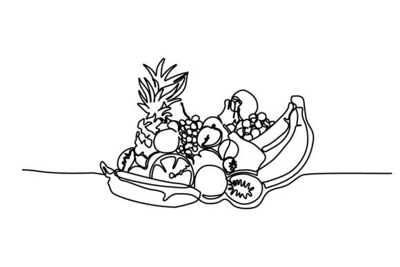 Kinds of Fruits One Continuous Line Graphics & Illustrations