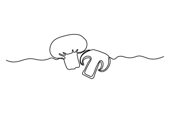 Mushroom One Continuous Line Graphics & Illustrations Review