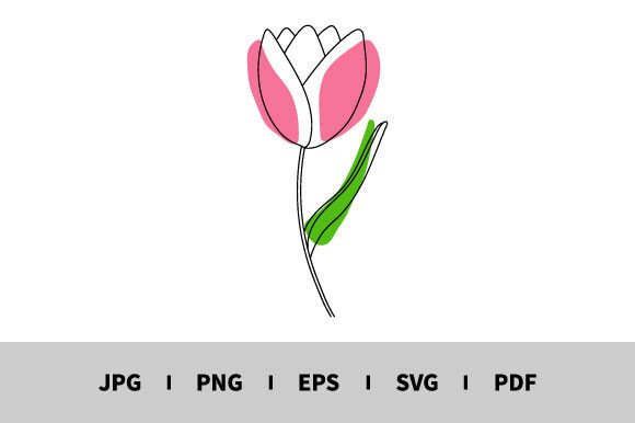 One Line Drawing of Flower Vector: Graphics & Illustrations