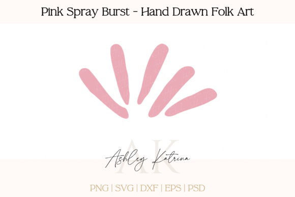 Pink Spray Burst Folk Art Graphics & Illustrations