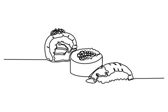 Sushi One Continuous Line Graphics & Illustrations Review
