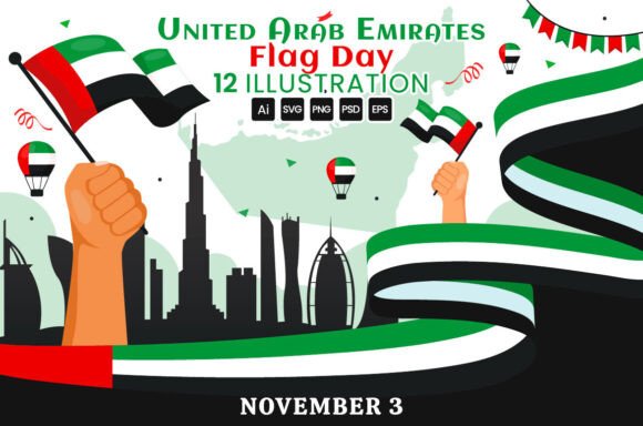 United Arab Emirates Flag Day Graphics & Illustrations