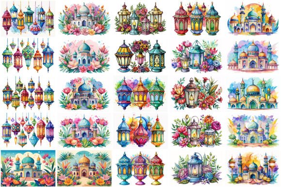 Watercolor Islamic Clipart Bundle: Graphics & Illustrations Review