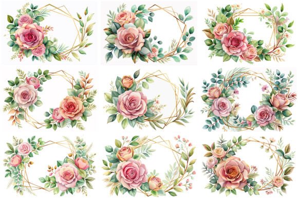 Watercolor Rose Eucalyptus Graphics & Illustrations Review