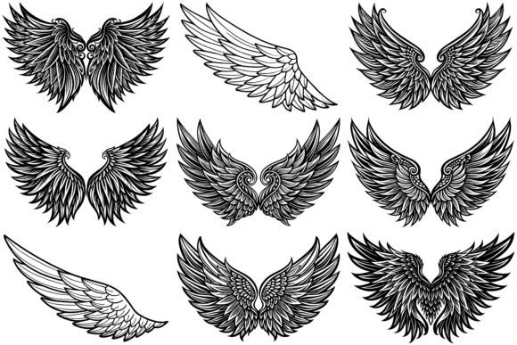 Wings Tattoo Style Graphics for Bold Brand Illustrations